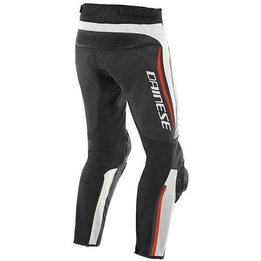 Perforated Dainese Leather Pants ALPHA Perforated White Black Red Fluo