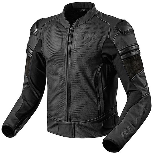 Perforated Leather Moto Jacket Rev'it AKIRA AIR Black