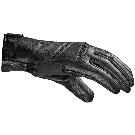 Perforated Leather Motorcycle Gloves CE Custom Spidi Summer GLORY Black