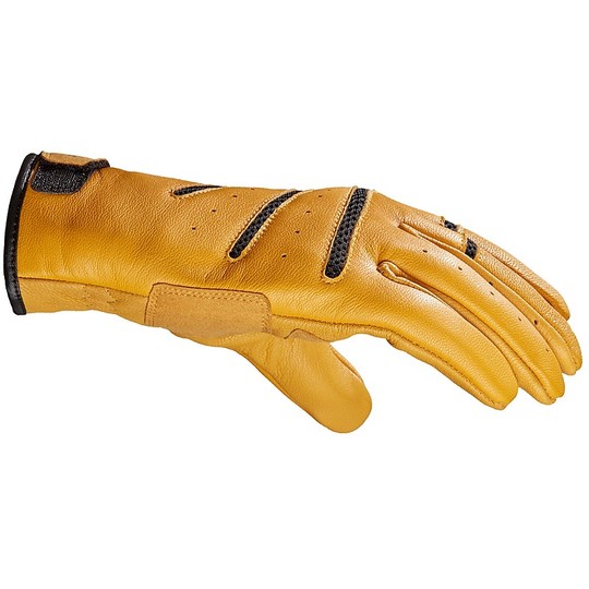 Perforated Leather Motorcycle Gloves CE Custom Spidi Summer GLORY Ocher