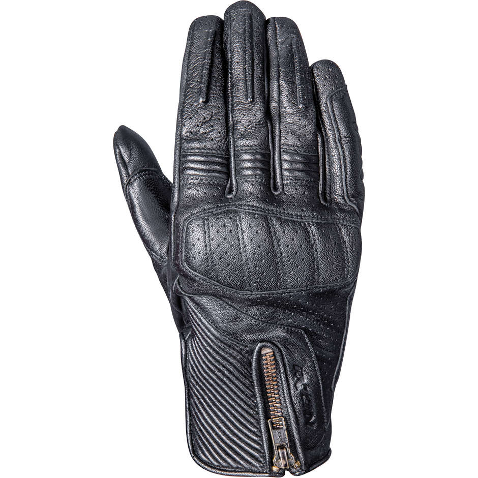 Perforated Leather Motorcycle Gloves Custom Ixon RS ROCKER Black