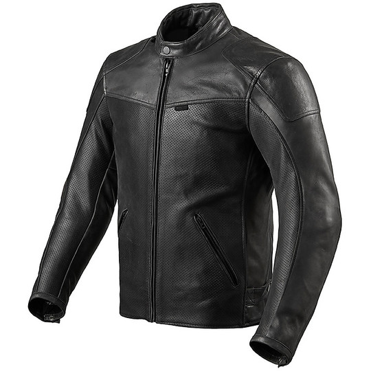 Perforated Leather Motorcycle Jacket Custom Rev'it SHERWOOD AIR Black