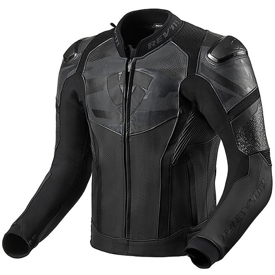 Perforated Leather Motorcycle Jacket Sport Rev'it HYPERSPEED AIR Black Gray