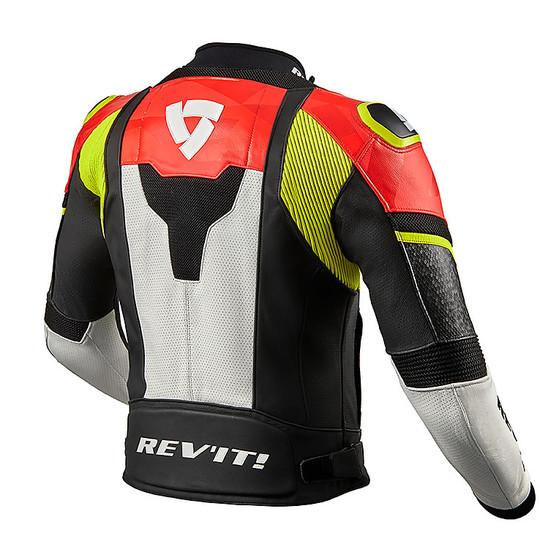 Perforated Leather Motorcycle Jacket Sport Rev'it HYPERSPEED AIR Black Red