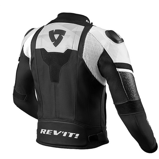 Perforated Leather Motorcycle Jacket Sport Rev'it HYPERSPEED AIR Black White