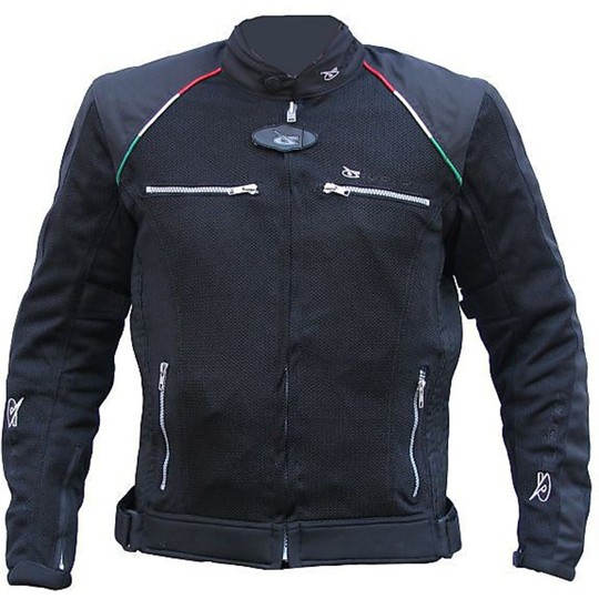 Perforated Moto Jacket Summer Judges Italian Flag With Black Protective detachable sleeves
