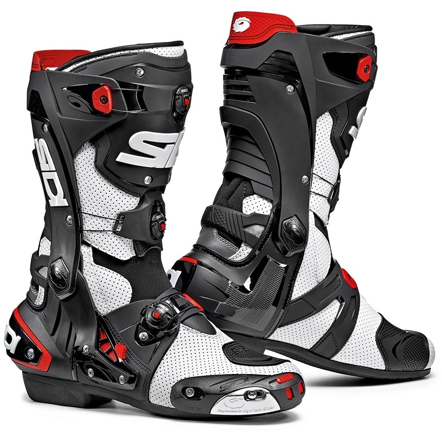 Perforated Motorcycle Boots Racing Sidi REX AIR Track White Black