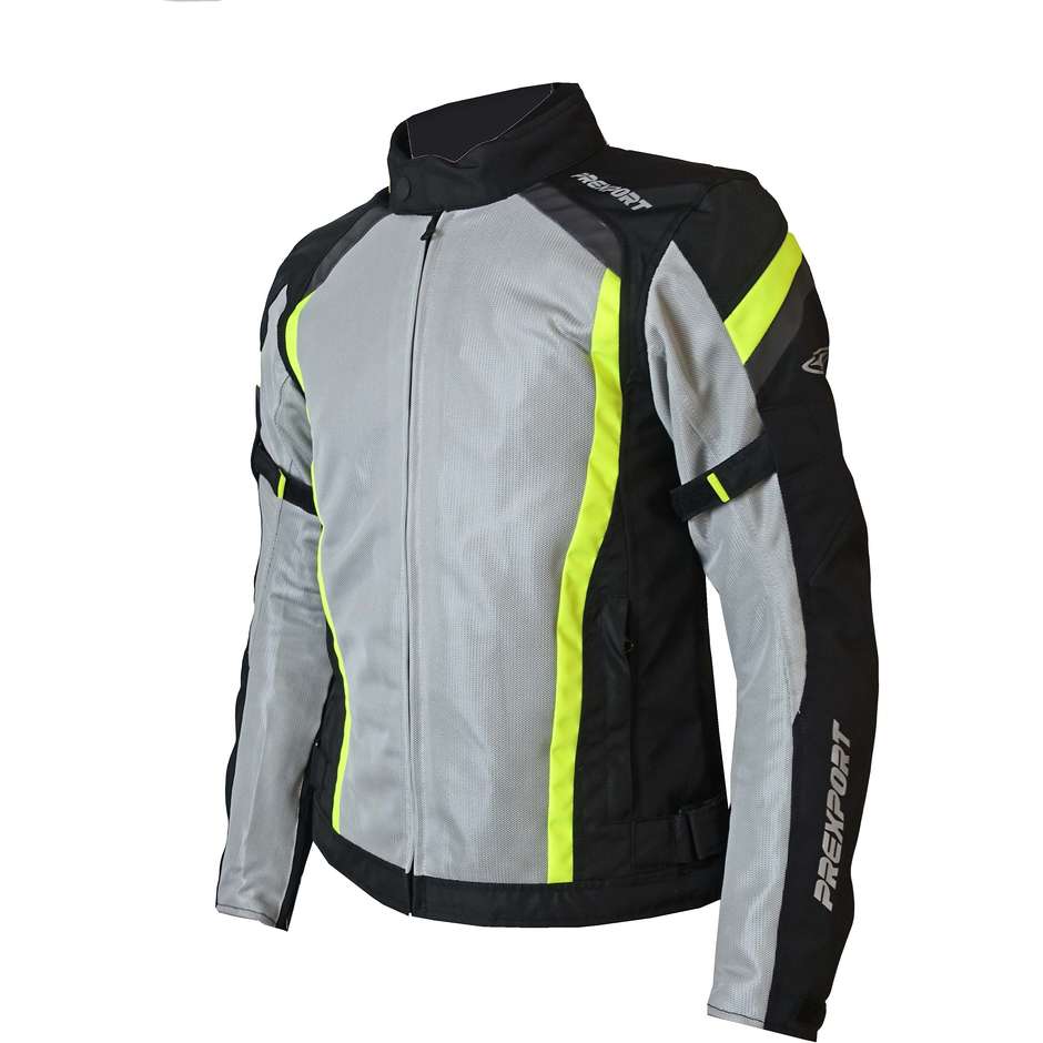 Perforated Summer Motorcycle Jacket Prexport Desert WP Black Ice Yellow Fluo