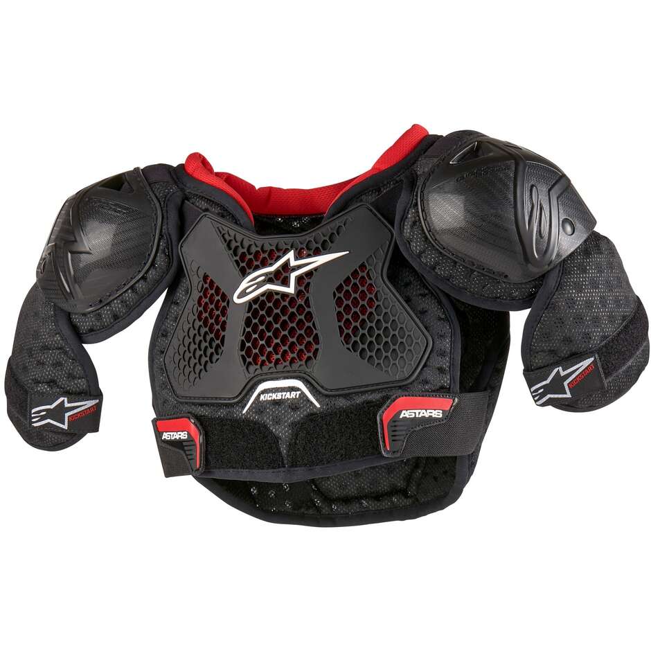 Pettorina Bambino Moto Cross Enduro Alpinestars BIONIC ACTION KICKSTART Nero Rosso
