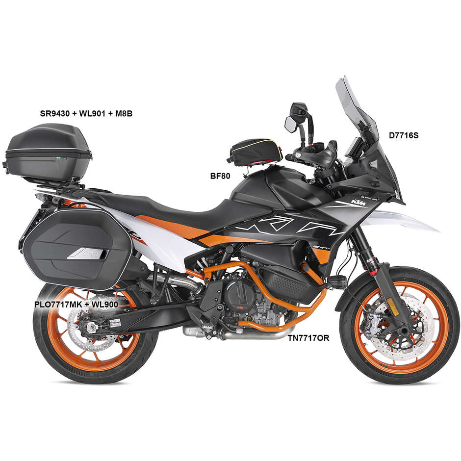 PL ONE-FIT Seitenkofferhalter für Givi MONOKEY Koffer PLO7717MK Für KTM 790 Adventure (19 > 24) / 790 Adventure R (19 > 20); 890 Abenteuer (21 > 24); 890 SMT (23 > 24)