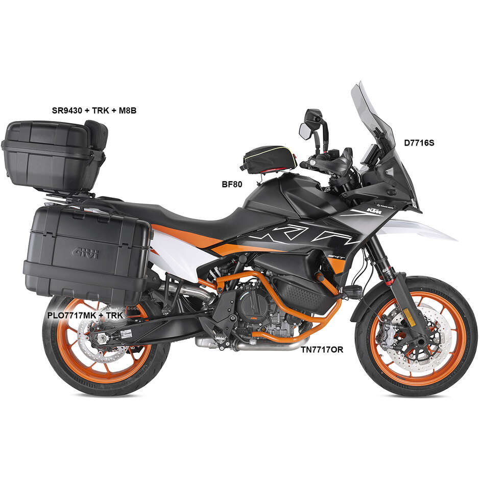 PL ONE-FIT side case holder for Givi MONOKEY suitcases PLO7717MK For KTM 790 Adventure (19 > 24) / 790 Adventure R (19 > 20); 890 Adventure (21 > 24); 890 SMT (23 > 24)