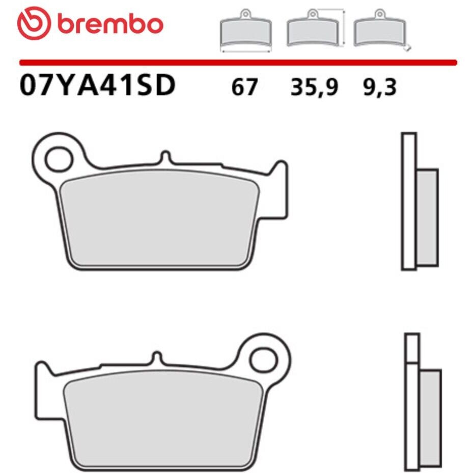 Plaquettes de frein arrière Brembo SD 07YA41SD frittées pour moto enduro