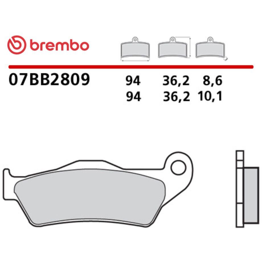 Plaquettes de frein arrière en carbone-céramique Brembo CC 07BB2809 pour moto