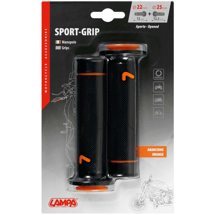 Poignées de moto universelles Lampa Sport Grip Noir-Orange
