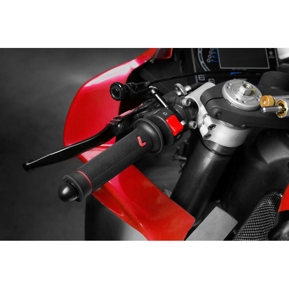 Poignées Moto Universelles Lampa Sport Grip Noir-Rouge