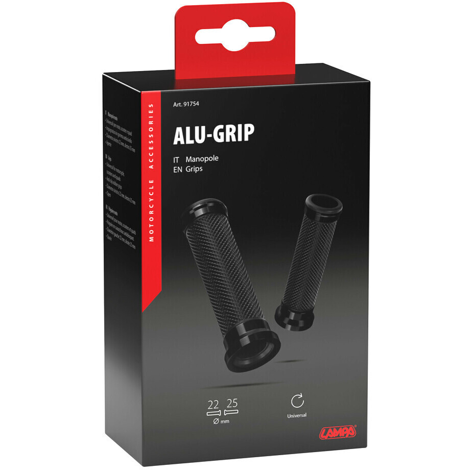 Poignées universelles pour moto Lampa Alu-Grip noires