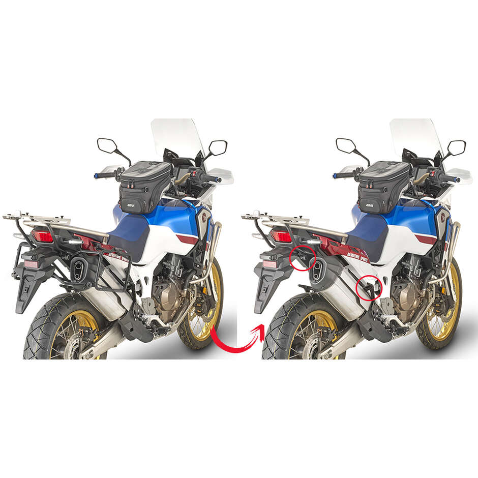 Portavaligie laterale a rimozione rapida specifico per valigie MONOKEY o RETRO FIT Givi PLR1161 Per HONDA CRF1000L Africa Twin / Adventure Sports (18 > 19)