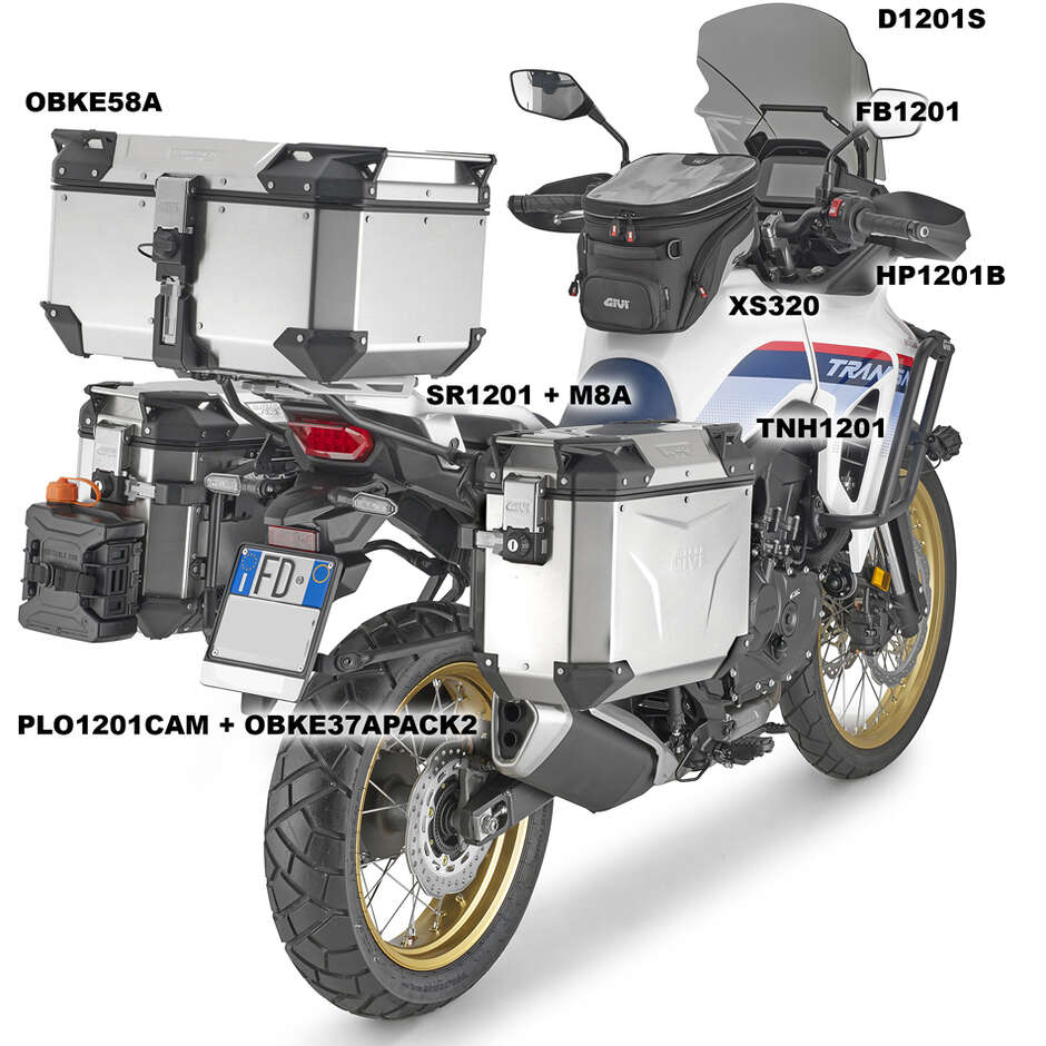 Portavaligie laterale PL ONE-FIT per valigie MONOKEY CAM-SIDE Givi PLO1201CAM Per HONDA XL 750 Transalp (23 > 24)