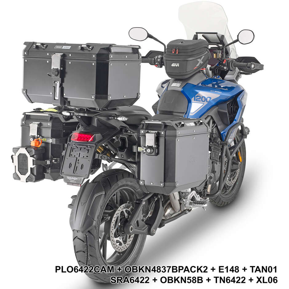 Porte-bagages arrière en aluminium noir pour top case Givi Monokey SRA6422 Pour TRIUMPH Tiger 1200 GT / GT Pro / GT Explorer / Rally Explorer (22 > 24)