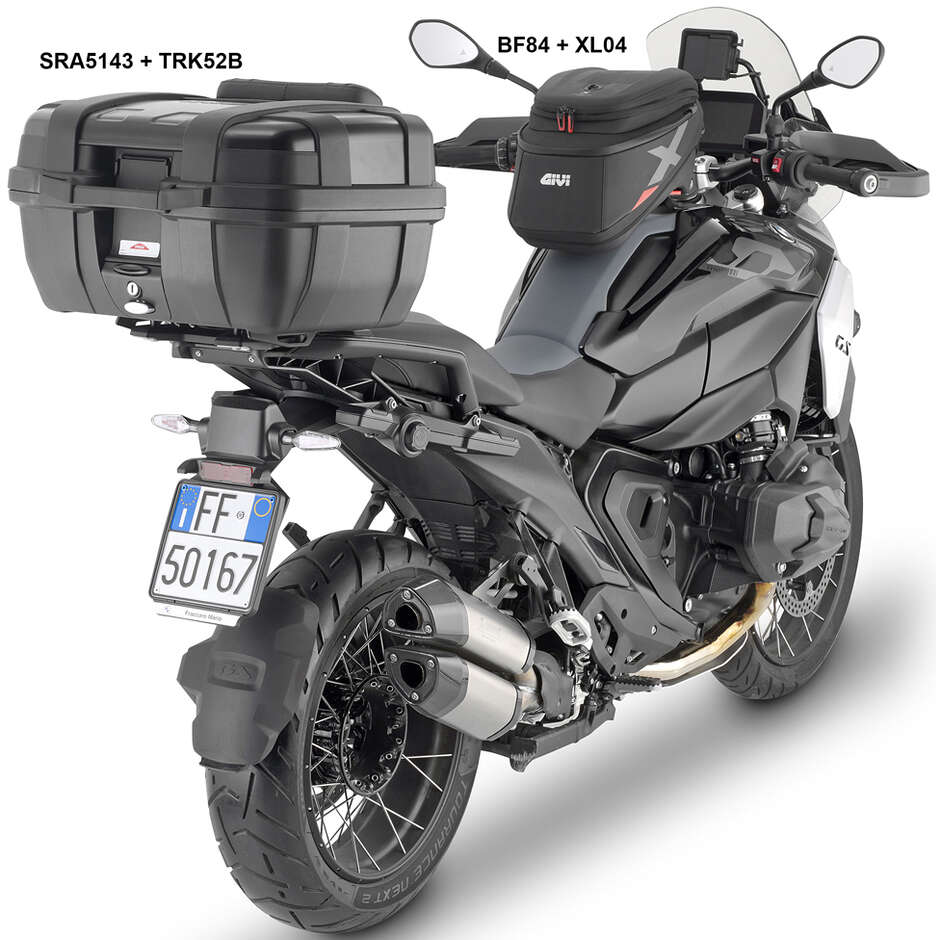Porte-bagages arrière en aluminium noir pour top case Givi SRA5143 Monokey pour BMW R 1300 GS (24-); R 1300 GS ADV (2025-)