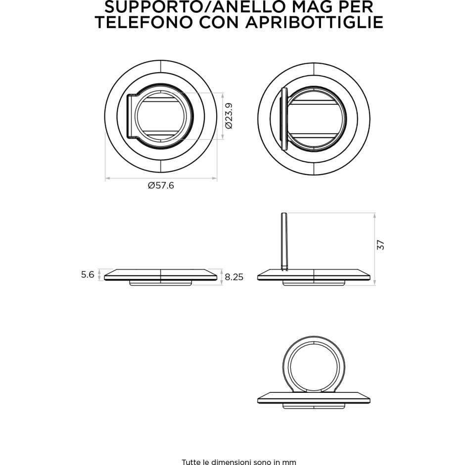 Porte-chargeur/décapsuleur pour téléphone portable Quad Lock QMA-PGR