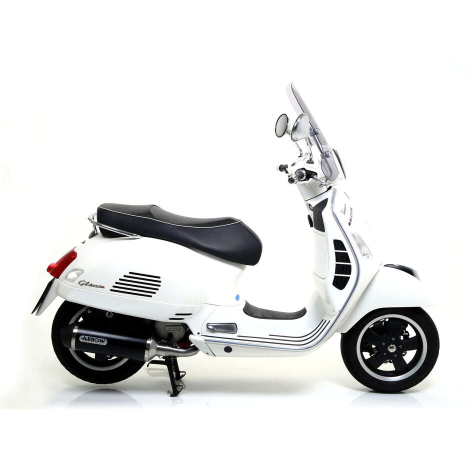 Pot d'échappement Arrow Urban en aluminium foncé avec embout foncé pour Piaggio VESPA GTS 125i.e. / 300i.e (08-16)