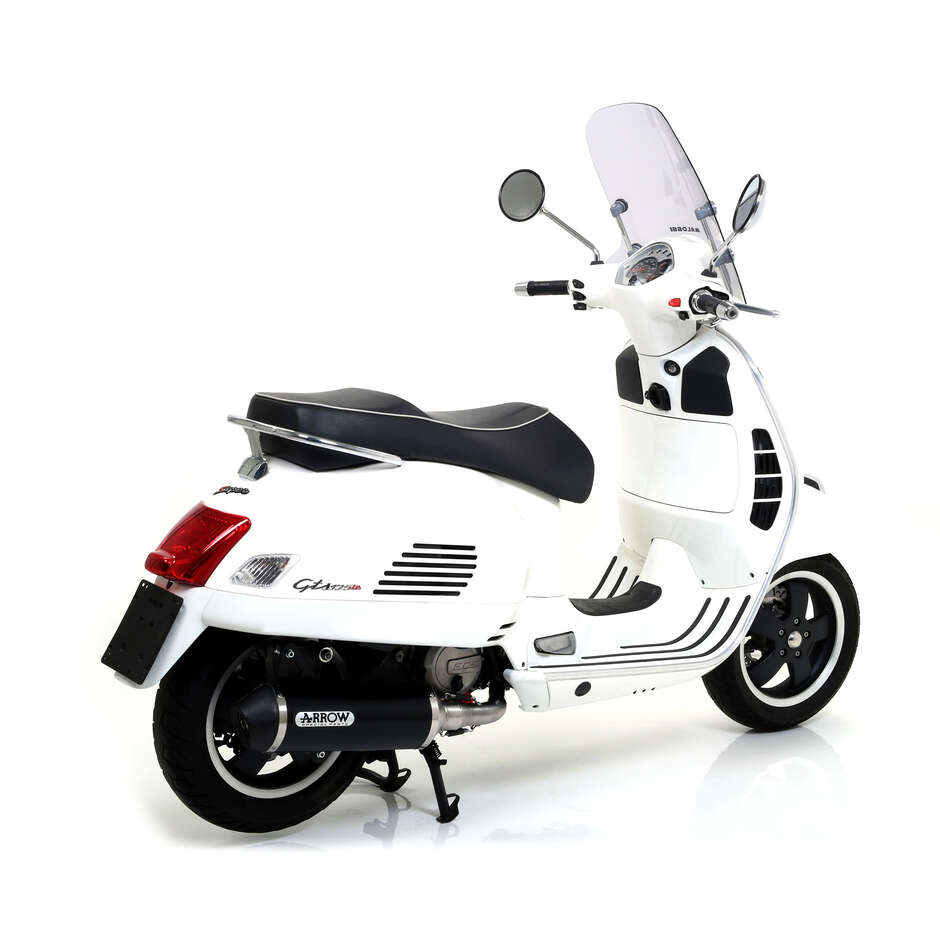 Pot d'échappement Arrow Urban en aluminium foncé avec embout foncé pour Piaggio VESPA GTS 125i.e. / 300i.e (08-16)