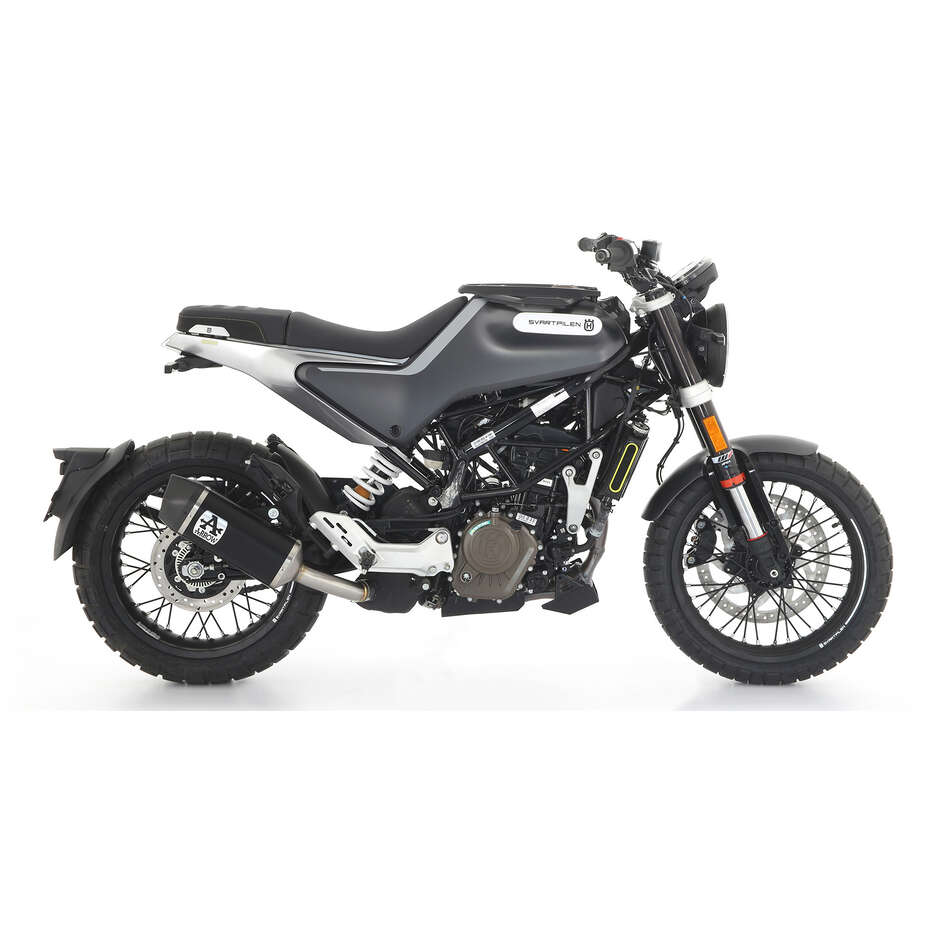 Pot d'échappement Indy Race en aluminium foncé avec embout de carburateur pour Husqvarna Svartpilen / Vitpilen 125 (21-23)