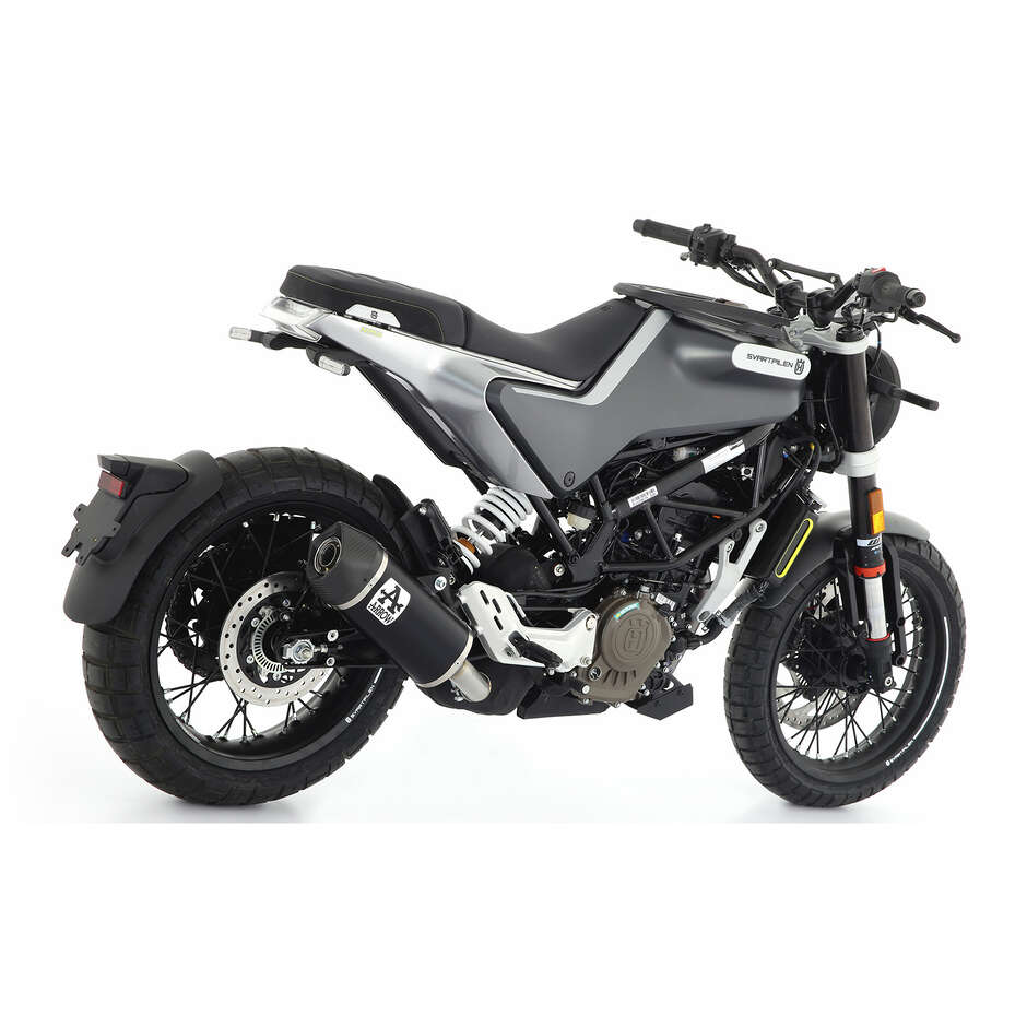 Pot d'échappement Indy Race en aluminium foncé avec embout de carburateur pour Husqvarna Svartpilen / Vitpilen 125 (21-23)