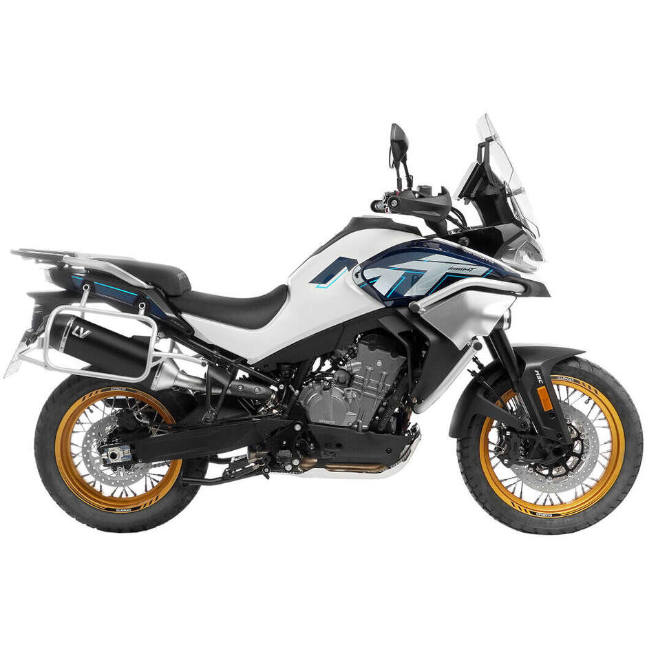 Pot d'échappement Leovince 15618B LV-14 Black Edition Slip-On spécifique pour CF MOTO 800 MT (22-26) ; 800 MT-X (25-26) ; Husqvarna NORDEN 901 (22-26) ; KTM 790 Adventure/R (23-26) ; 890 Adventure / L A2 / R / Rally (21-26) ; KTM 890 SMT (23-26)