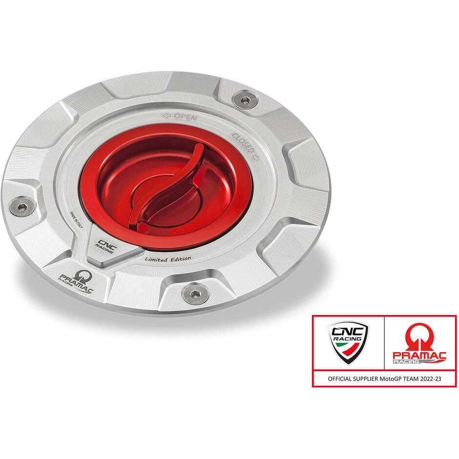 Pramac Racing Lim-Tankdeckel. Ed. CNC Racing TS423 Silber Rot