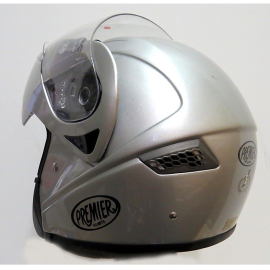 Premier casque de moto modulaire avec fibre optique PA0107 argent