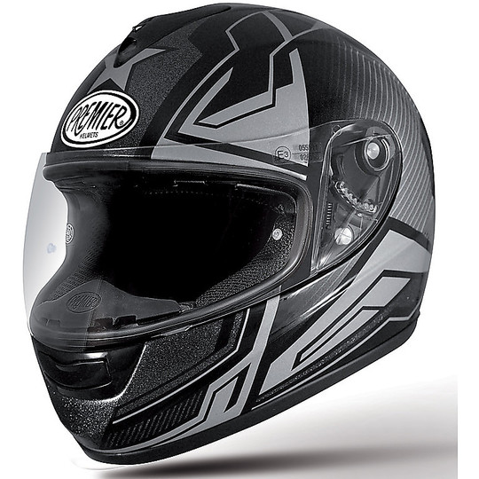 Premier casque intégral de moto modèle Monza en fibre de coloration ST9 noir gris micrométrique