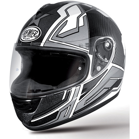 Premier casque intégral de moto modèle Monza en fibre de couleur ST8 blanc gris