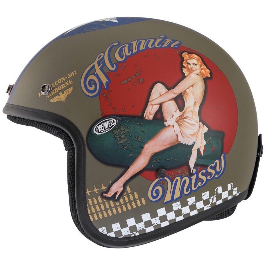 Casque de moto Jet personnalisé Premier CLASSIC PIN UP MILY BM