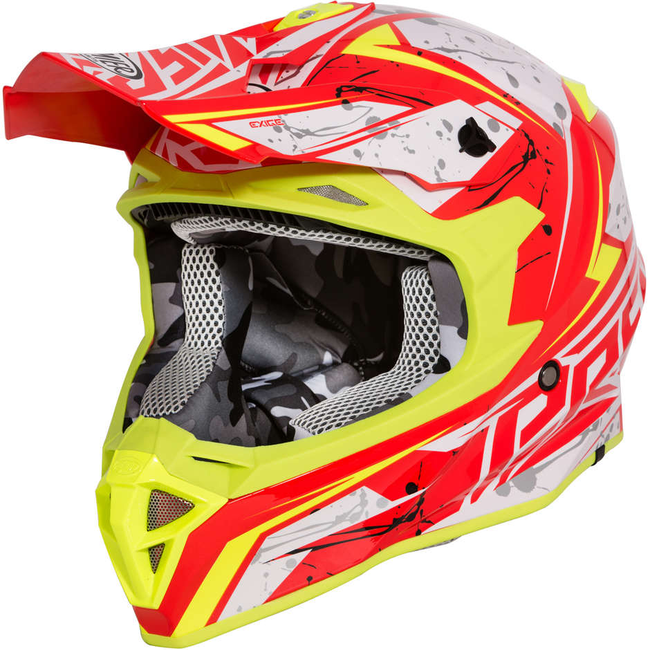 Premier Exige QX2 Cross Enduro Motorcycle Helmet White Red Yellow