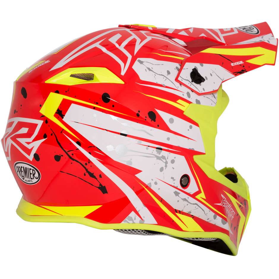 Premier Exige QX2 Cross Enduro Motorcycle Helmet White Red Yellow