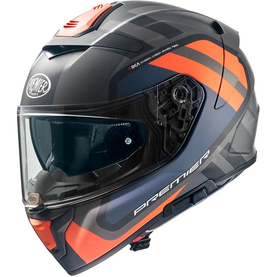 Premier Integral Motorcycle Helmet DEVIL FZ93BM Matt Black Orange