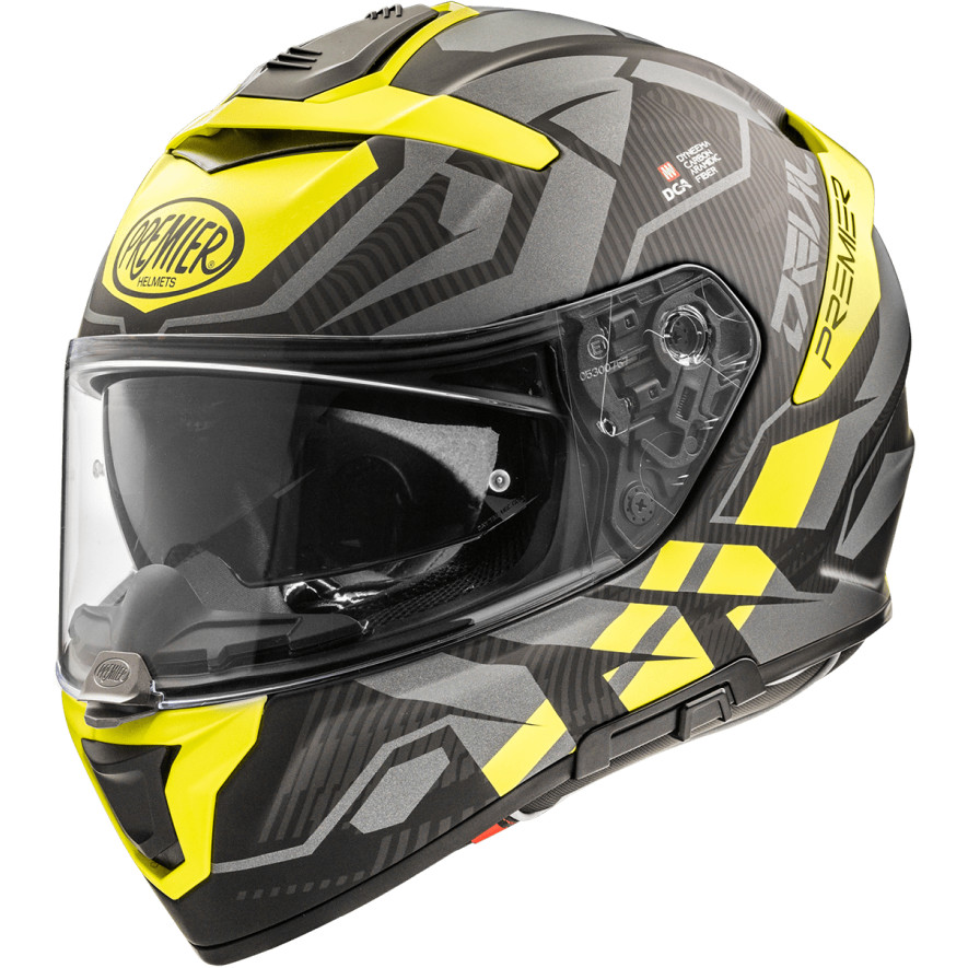 Premier Integral Motorcycle Helmet DEVIL JC Y BM Gray Yellow Fluo Matt