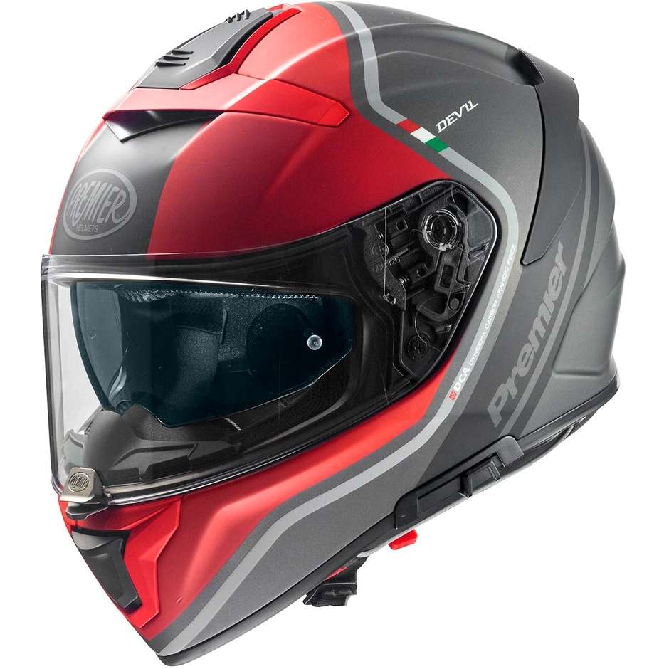 Premier Integral Motorcycle Helmet DEVIL PH17BM Matt Gray Red