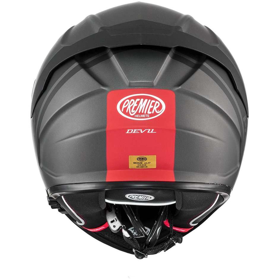 Premier Integral Motorcycle Helmet DEVIL PH17BM Matt Gray Red