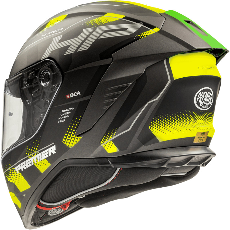 Premier Integral Motorcycle Helmet HYPER HP6 BM Matt Black Green Yellow