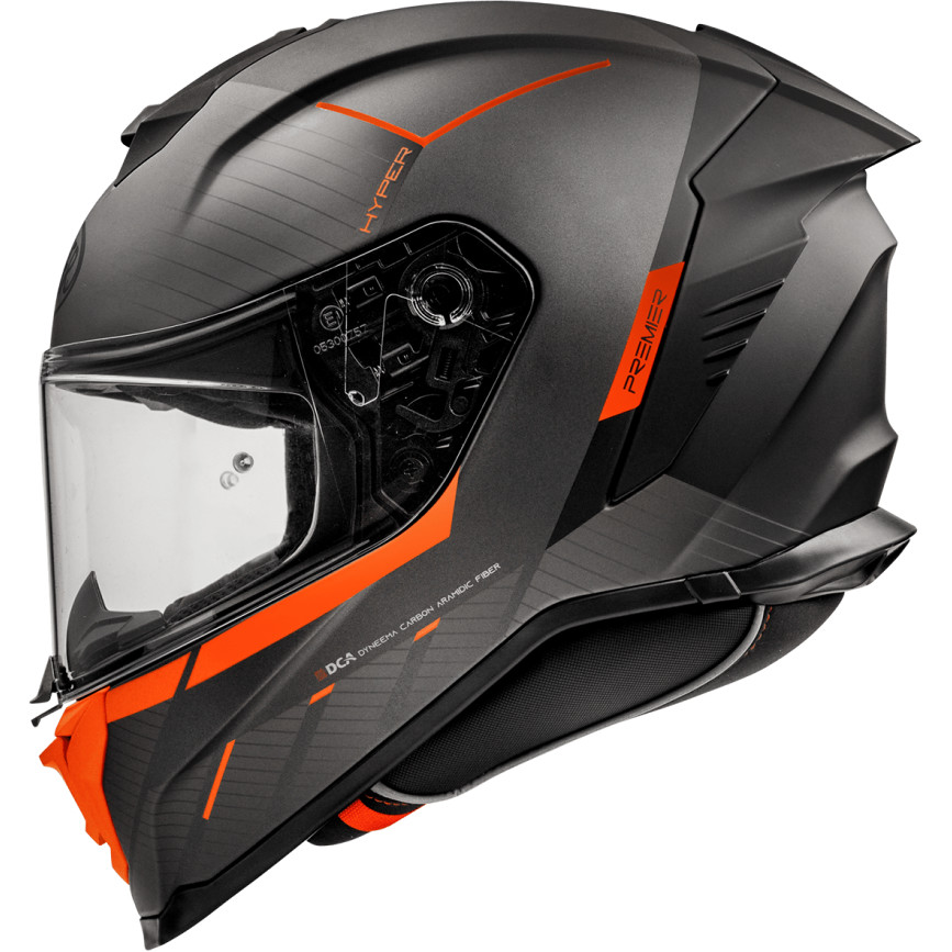 Premier Integral Motorcycle Helmet HYPER RS93 BM Matt Black Orange