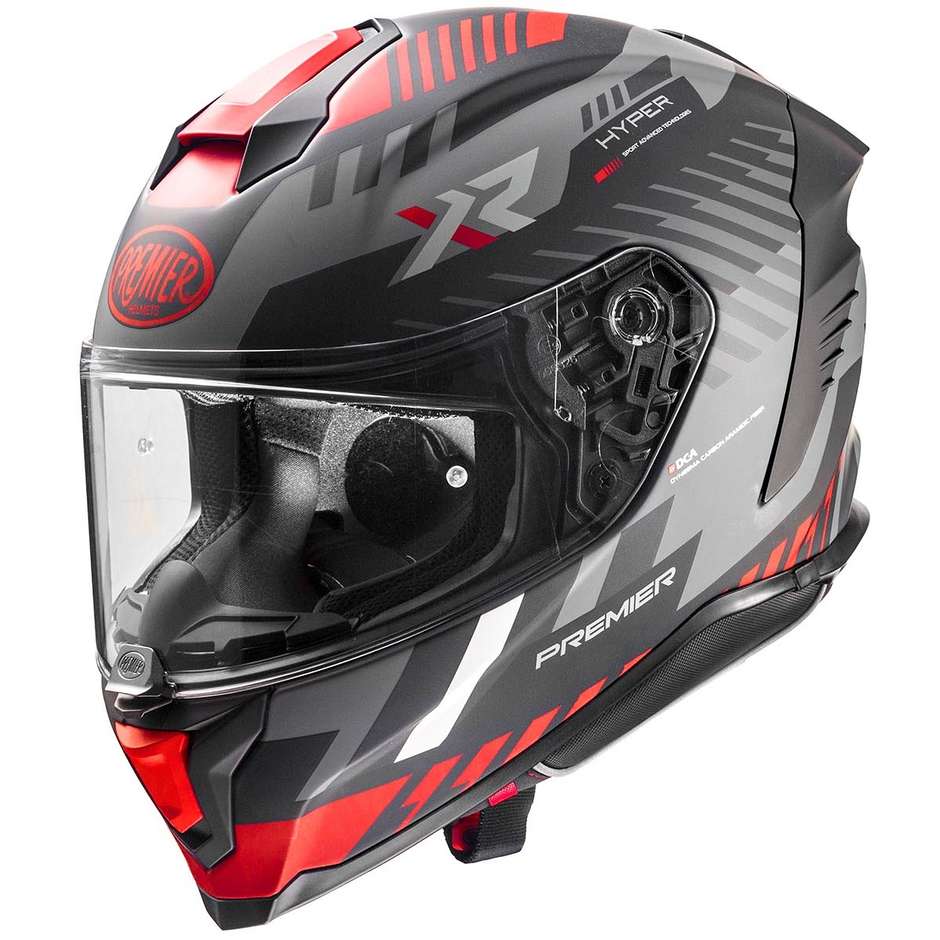 Premier Integral Motorcycle Helmet HYPER XR92BM Gray Red Matt