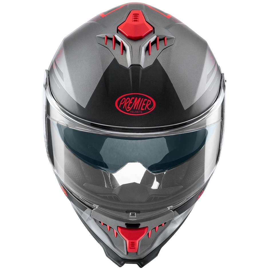 Premier Integral Motorcycle Helmet TYPHOON BA17BM Matt Gray Red