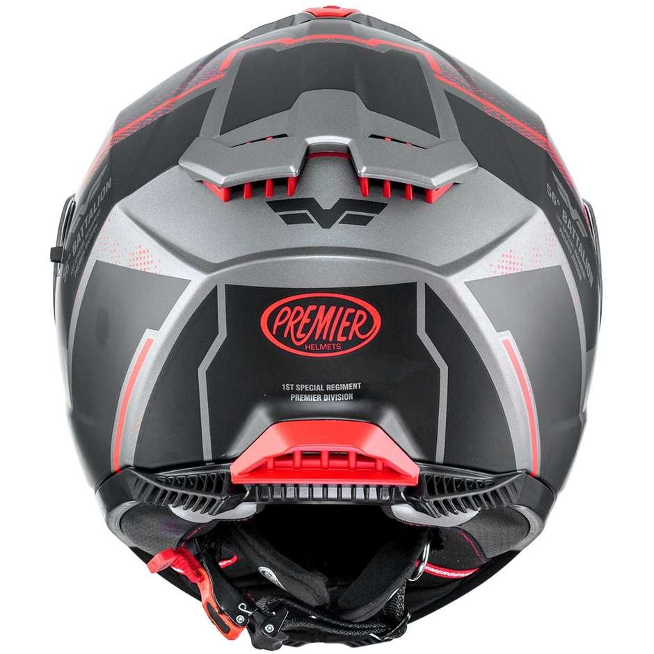 Premier Integral Motorcycle Helmet TYPHOON BA17BM Matt Gray Red