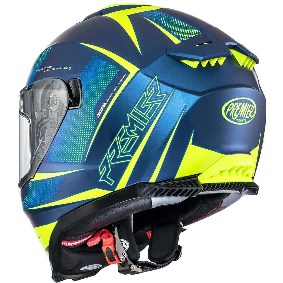 Premier Integral Motorcycle Helmet TYPHOON FR12BM Matt Blue Yellow