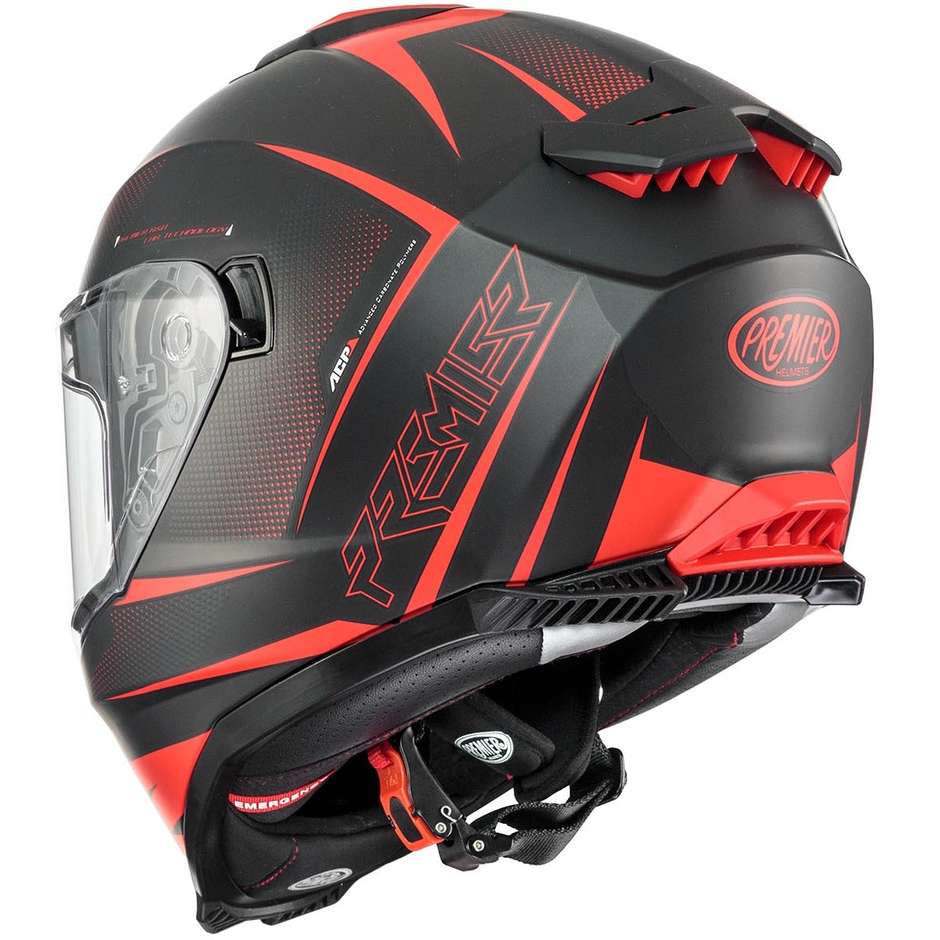 Premier Integral Motorcycle Helmet TYPHOON FR92BM Matt Black Red