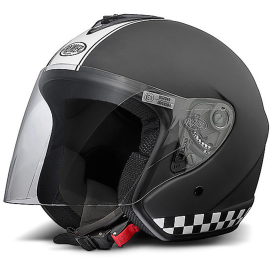 Premier Jet Motorcycle Helmet Matte Black With Visor Eos Bicolor Long