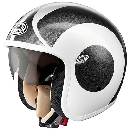 Premier Jet Vintage Motorcycle Helmet Fiber With Integrated visor V6 Glitter